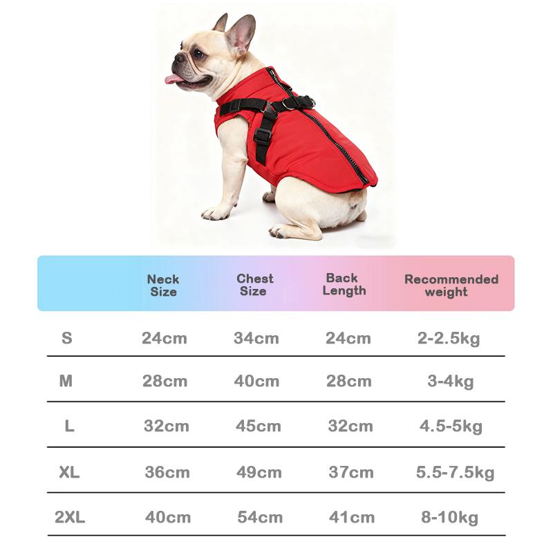 Dog Autumn Winter Thickened Clothes Windproof Waterproof Puppy Jacket D-Ring for Leash Pet Coat for Small Medium Dogs