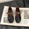 One Word with Mary Jane Shoes Women's Fashion Versatile Retro Shallow Mouth Summer 2025 New Square Head Ballet Shoes