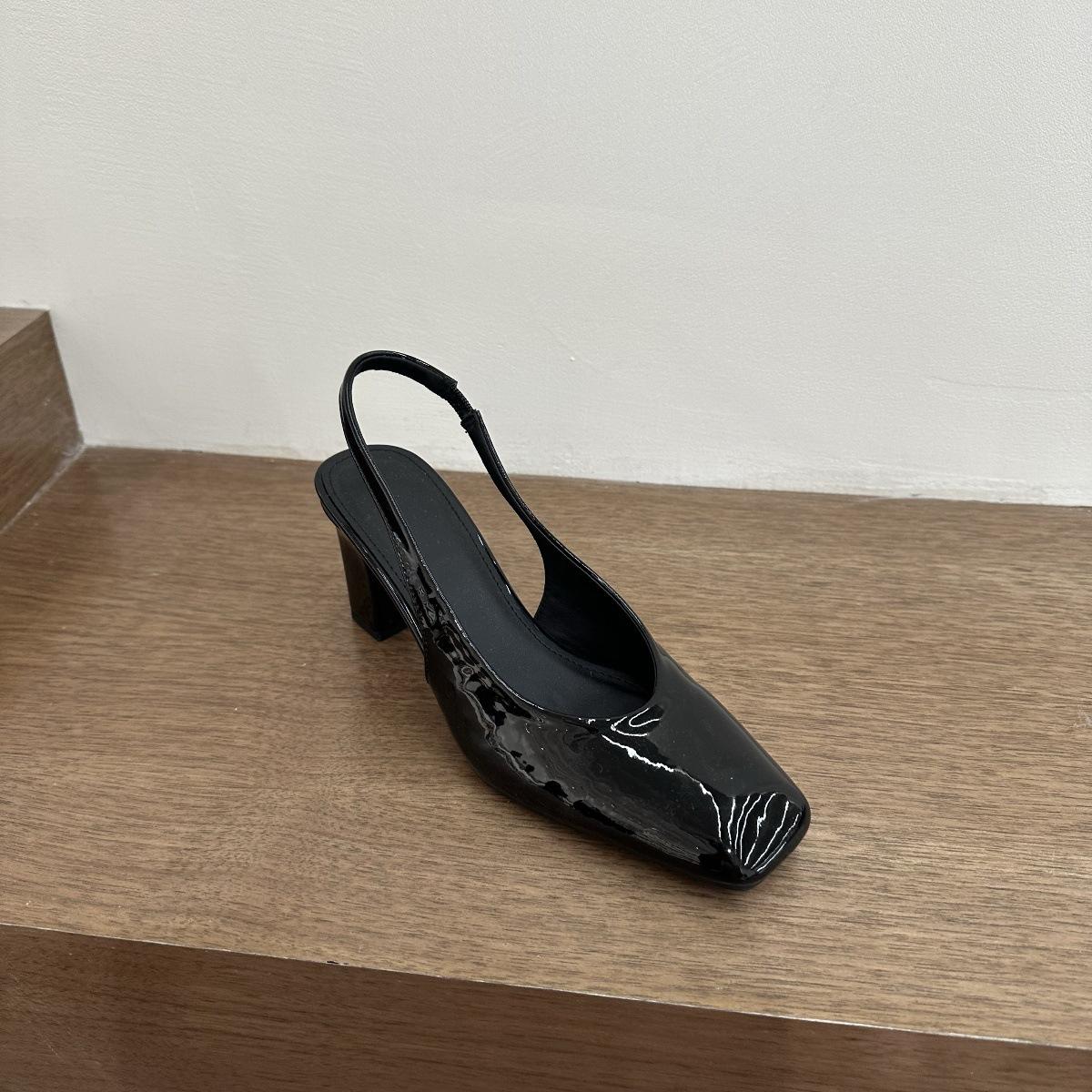 

2025 spring new French thick heel high heels bag head sandals with skirt women s fashion sandals 39