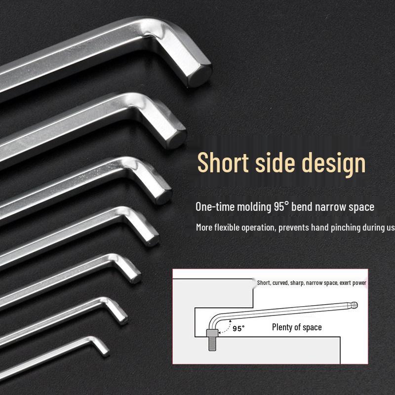 Compact L-Shaped Metric Hex Key Set with Ball Head for Tight Spaces