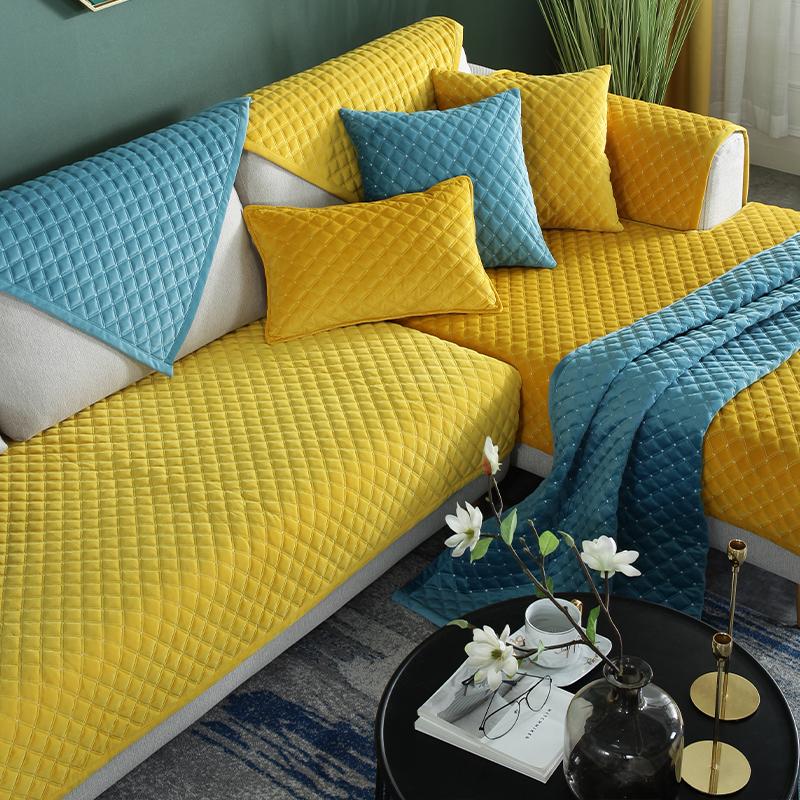 Solid Color Non-slip Sofa Cover Thicken Soft Plush Sofa Cushion Towel for Living Room Furniture Decor Slipcovers Couch Covers