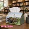 1pc, 2d Flat Printing, Tissue Box Lighthouse and Golf Course Landscape Patterns Printed Tissue Box, Suitable for Napkin Storage In Cars, Kitchens, and