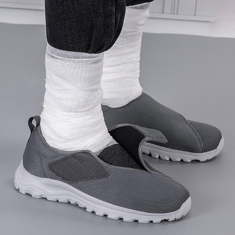 Große Sportschuhe mit Klettverschluss für breite oder geschwollene Füße – Laufschuhe mit weicher Sohle für Senioren, Männer und Frauen, Frühling/Sommer.