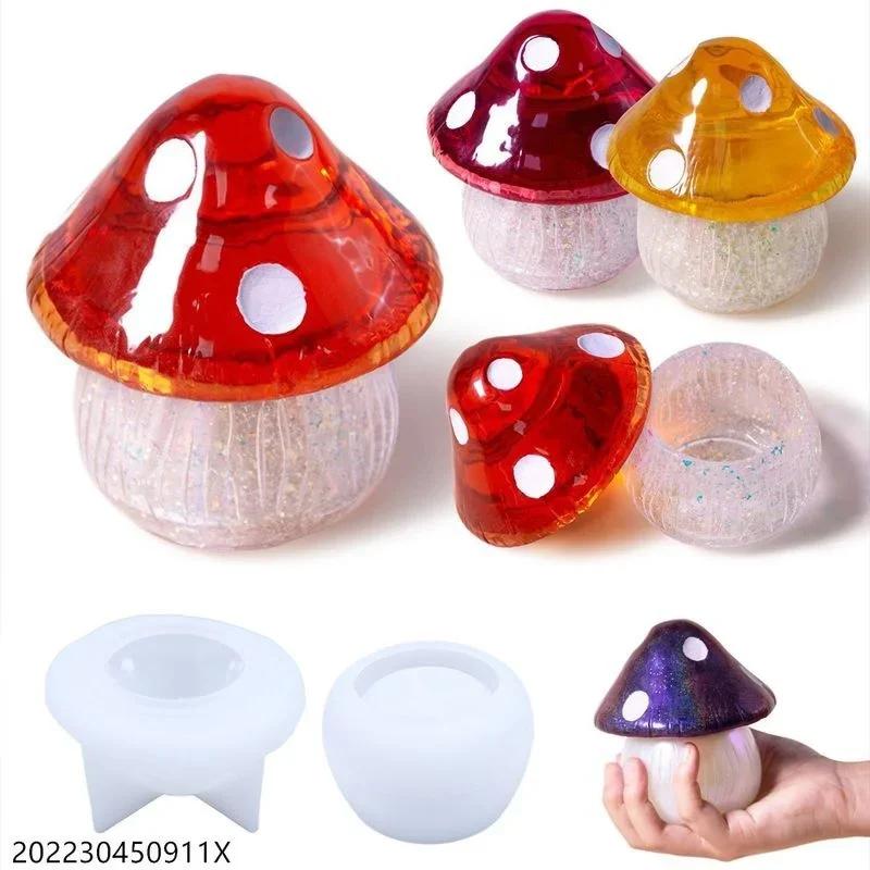 Epoxy Resin DIY Crystal Mold Mushroom Jar Jewelry Storage Box Ornament Mirror - Like Resin Mushroom Jar Bottle Mold