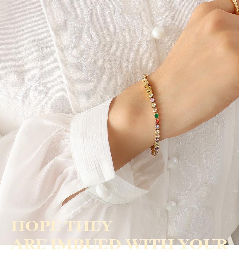 European & American Luxurious Zircon Rhinestone Bracelet - Colorful, Versatile, and Personalized.