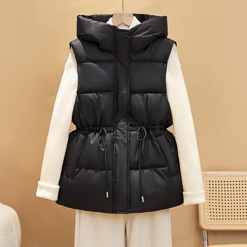 Hooded vest down cotton vest women's clothing autumn and winter short design slim fit with warm vest jacket