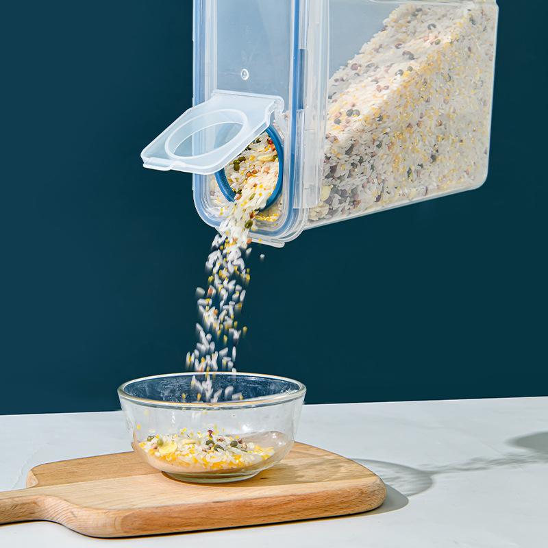 Plastic Sealed Food Grains Storage Box Cans Transparent Rice Bucket Cereal Dispenser Fridge Organizer Containers For Kitchen