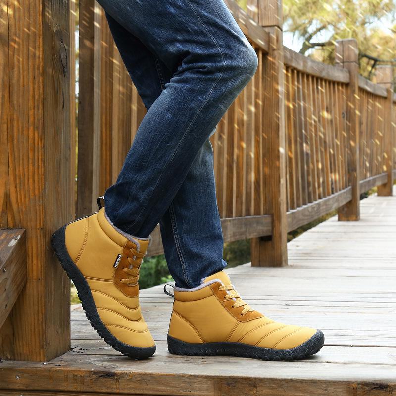 Men's Winter High-Top Plus Velvet Lace-Up Snow Boots for Middle-Aged and Elderly