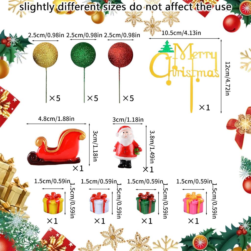 Glitter Christmas Cake Decor Santa Claus Cake Topper Red Green Cake Decor for Christmas Baby Shower Birthday Party Supplies