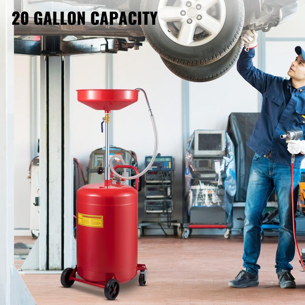 VEVOR Waste Oil Drain Tank 80 L Portable Oil Drain Air Operated Drainer Oil Change, Oil Drain Container