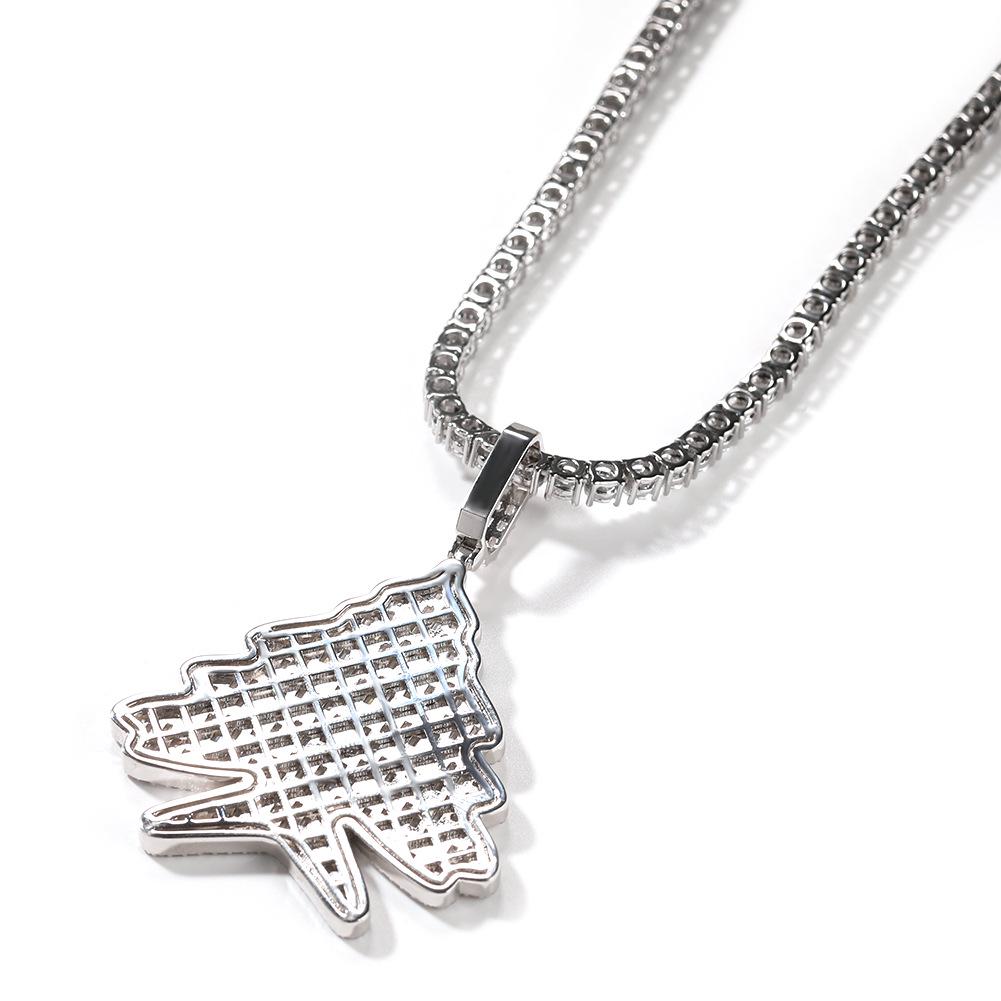 Collier Pendentif Arbre de Noël en Zircon pour Homme - Bijoux Tendance Haut de Gamme Européens et Américains