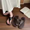 Retro One-strap Shoes Flat Toe Sandals Summer Clip-toe Sandals Open-toe Sandals