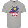 Bandiera della Malesia Strappata Giorno della Malesia Calcio Unisex T-shirt Leggera in Cotone