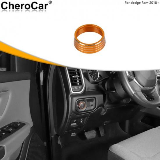 Headlight Switch Button Knob Trim Decor Ring for Dodge RAM 1500 2018- Orange