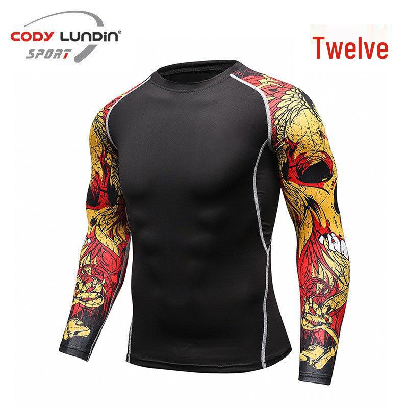 Мужская футболка PRO с длинным рукавом, быстросохнущая, эластичная, для йоги и фитнеса A016 XL