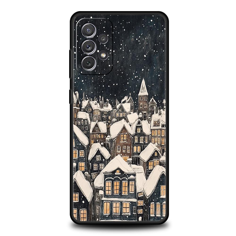 Phone Case for Samsung Galaxy A55 A53 A52 A52S A51 A41 A35 A32 A25 A23 A15 A13 Soft TPU Merry Christmas Beautiful Winter Snow