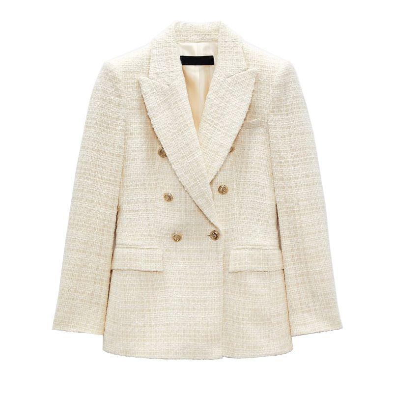 Classic Style Vintage Texture Double-Breasted Suit Jacket