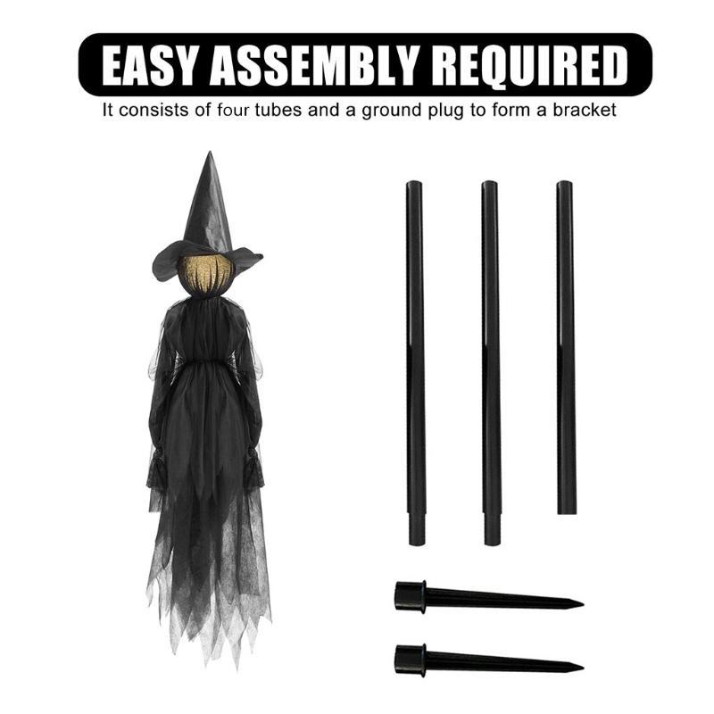 K1AE Halloween Decorations Outdoor Large Light Up Holding Hands Screaming Witches Scary Decor for Home Outside Yard Lawn Garden