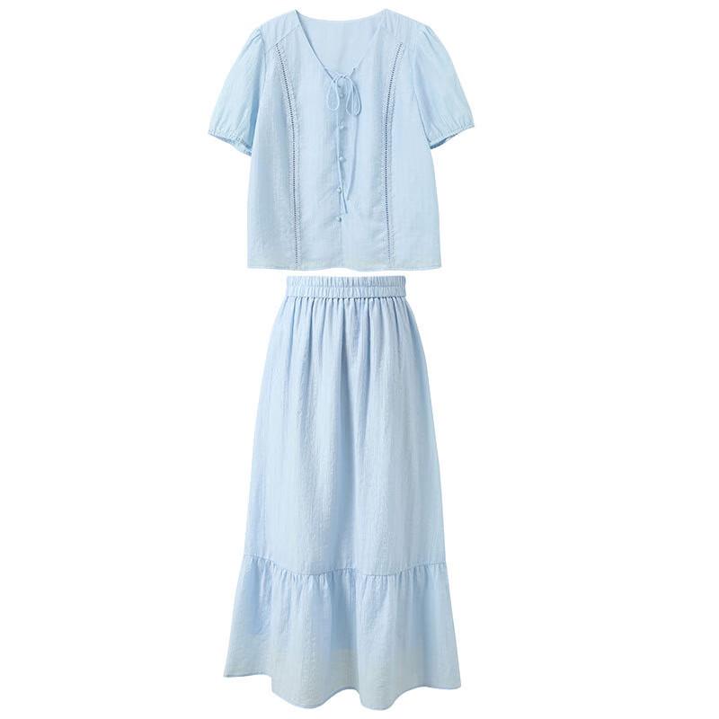 Sancai 2025 Summer Plus Size V-Neck Casual Set