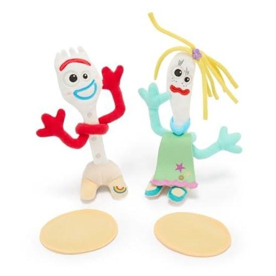 Disney Store official Forky Karen Beverly magnetic shoulder plush set - This quirky duo includes pad soft fluffy fabric Knifey from Toy Story 5 Mini