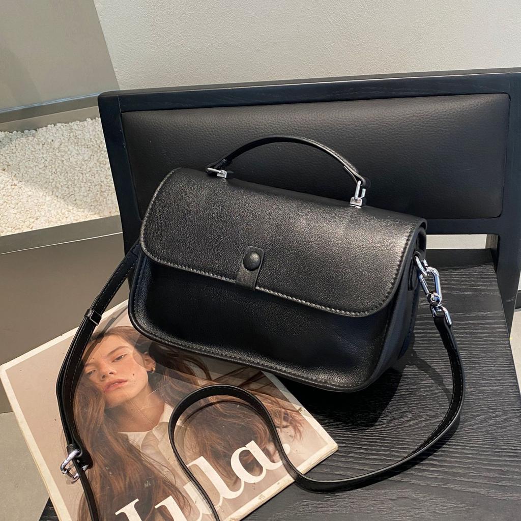 Cowhide Women's Bag Single Shoulder Crossbody Women's Bag Fashionable and Practical Saddle Bag Versatile Simple Brown