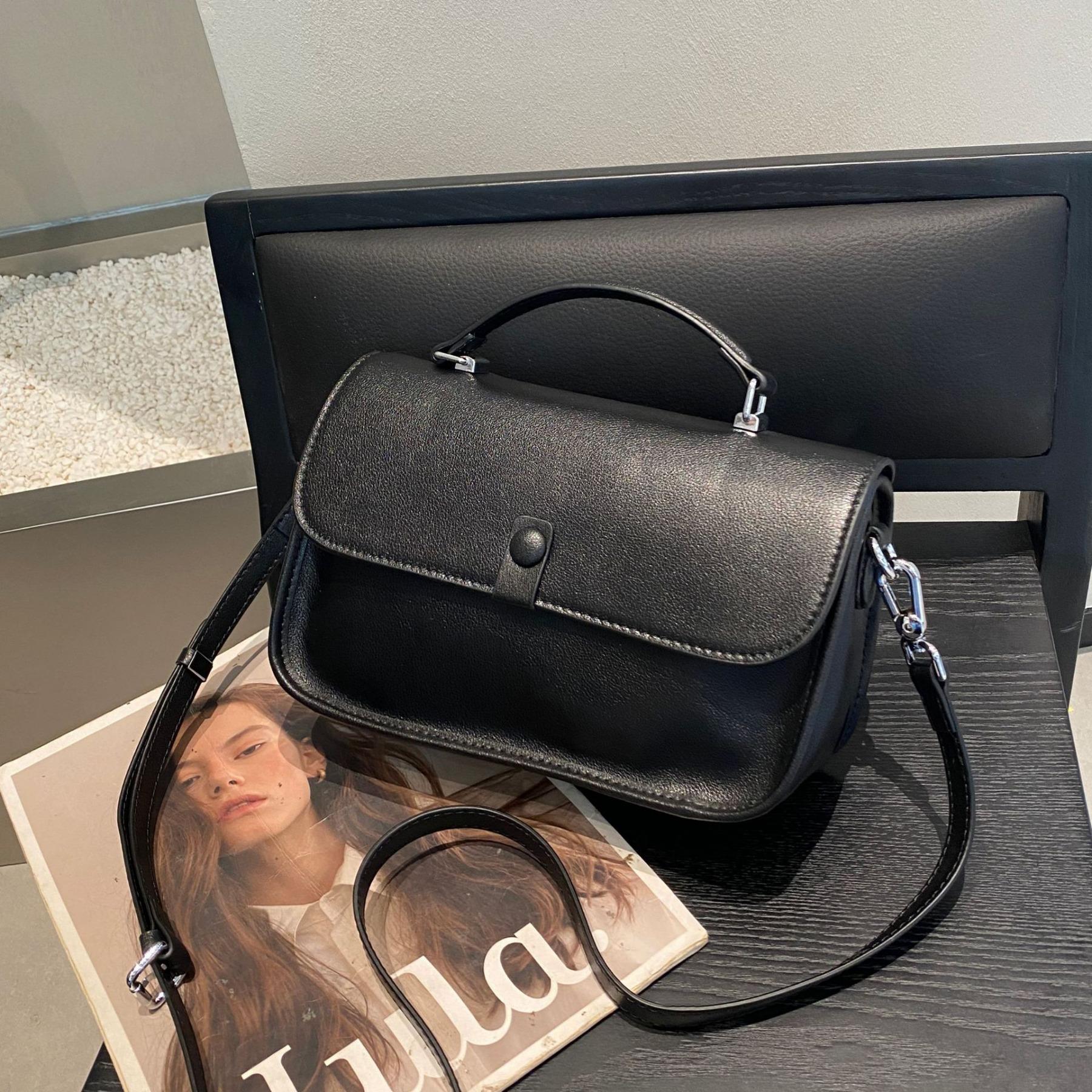 

Женская сумка из коровьей кожи, одно плечо, женская сумка через плечо, модная и практичная сумка-седло, универсальная, простая, коричневого цвета чёрный