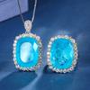 Jewelry Copper Bottom Gold-Plated Package Simulation Paraiba Color Fat Rectangular Light Luxury Texture Set 15 * 20