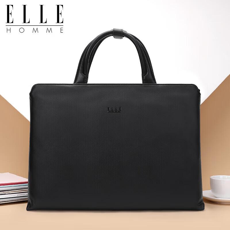 ELLE HOMME Men's Leather Business Briefcase