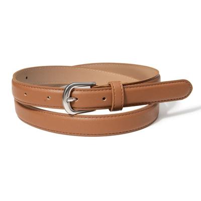 Halden (W) Simple Silver Fake Leather Belt (T018_tan)