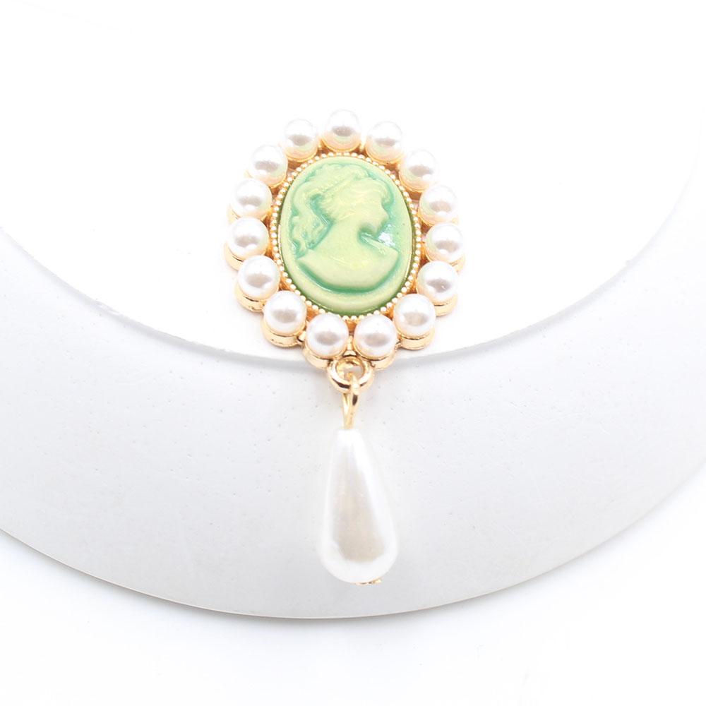 

KERAN 10 pieces of 23 * 48mm oval pearl dot beauty head alloy pendant DIY clothing bow, shoe cap decoration accessories