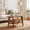 Oval 2-Tier Coffee Table, Modern Living Room Table with Open Lower Shelf, 80 x 50 x 45 cm, Oak