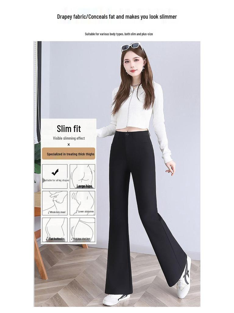High Waist Slimming Micro Flare Pants Suit 2025 - Petite Elastic Casual Slim Fit for Spring/Autumn