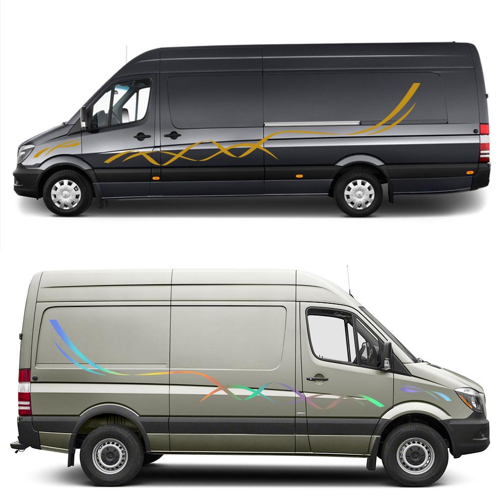4Pcs/Lot Car Both Side Stickers Camper Van Sports Stripes Graphics Vinyl Decals For Mercedes Benz Sprinter Decor