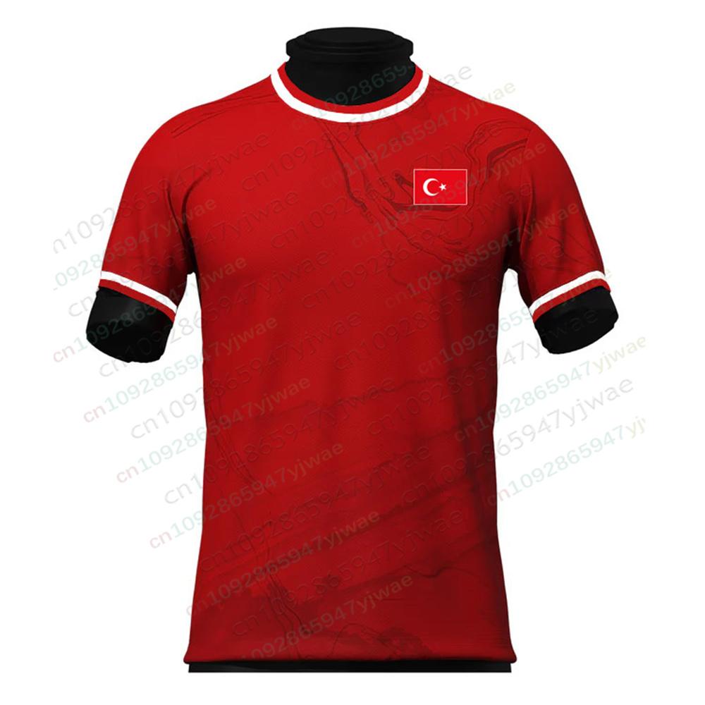 Maglietta da calcio Heritage Turchia Rossa Stampa 3D Manica Corta Leggera Traspirante Asciugatura Rapida T-shirt Estiva da Uomo