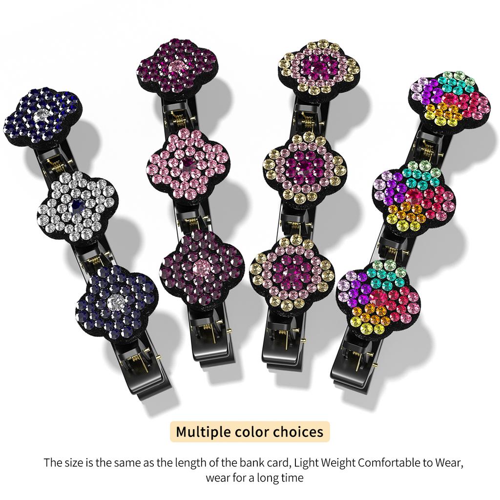 4/8 STuks Vrouwen Gevlochten Haarclips, 2025 Nieuwe Sprankelende Kristalsteen Haarclips, Korte Eendenbek Clips, Gevlochten voor Dames en Meisjes Kristalsteen