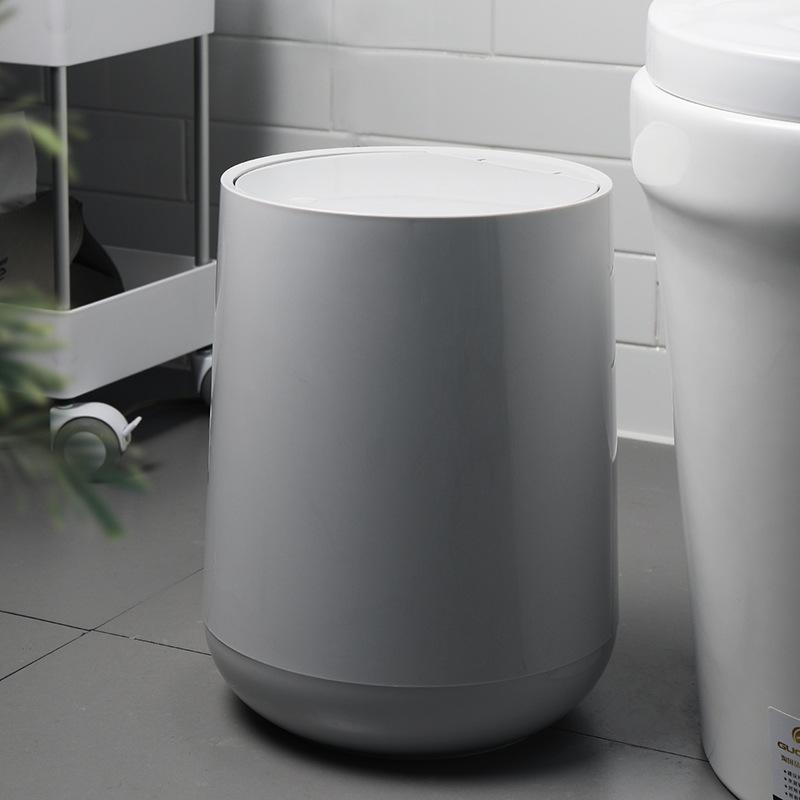 Press-type Round Trash Can With Elastic Cover Simple Classification Waste Bin For Household Living Room Bedroom Balcony Office