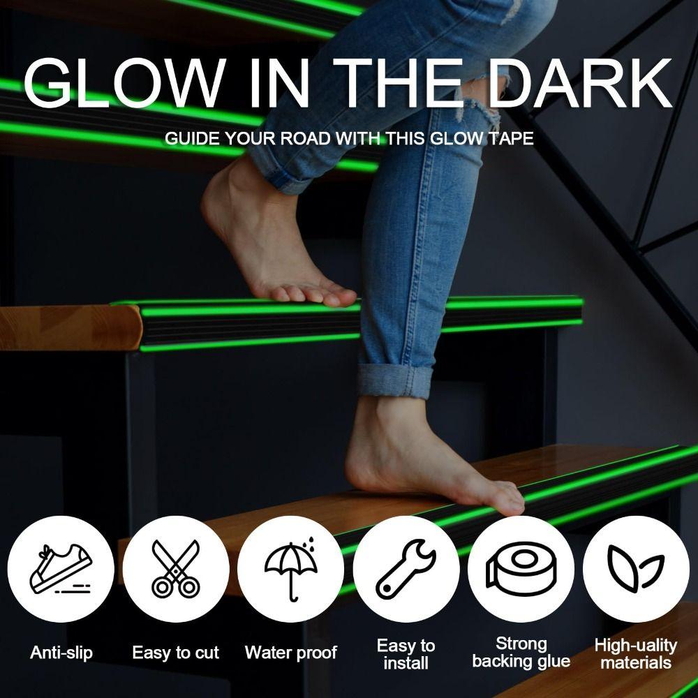 100cm Stair Safety Non-Slip Strip Glow in Dark Luminous Anti Skip Step Treads Peel and Stick Self-Adhesive Corner Trim Protector