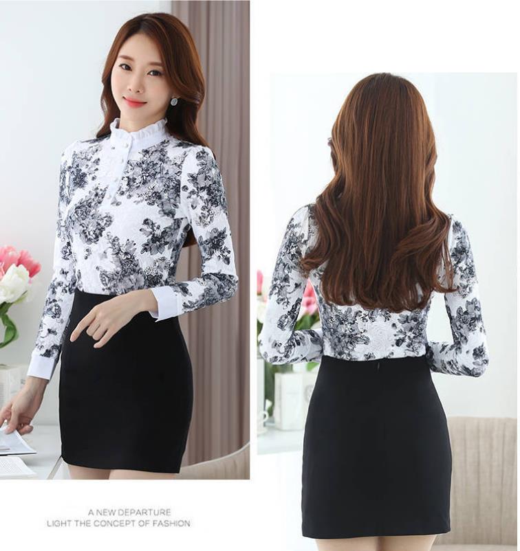Female Autumn and Winter Plus Velvet Plus Size Ladies Lace Sweater Elegant Temperament Sweater Versatile Slim Casual Shirt