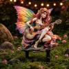 Yousheng Guitarist Fairy Garden Stake, 2D Acrylic Fairy Tale Yard Art Stake, Waterproof Flower Fairy Playing The Guitar Outdoor Decoration for Lawn