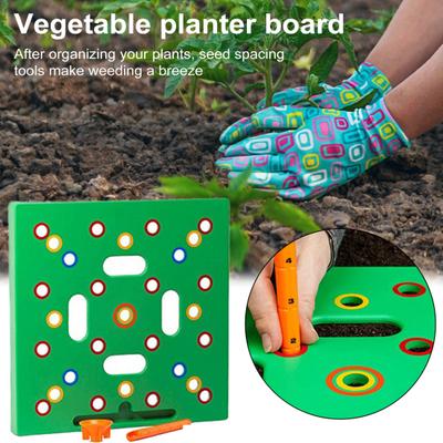 Seeds Planting Template Color-Coded Seeds Spacer Tool Reusable Gardening Dibber with Seeds Spoon for Precision Planting Layouts