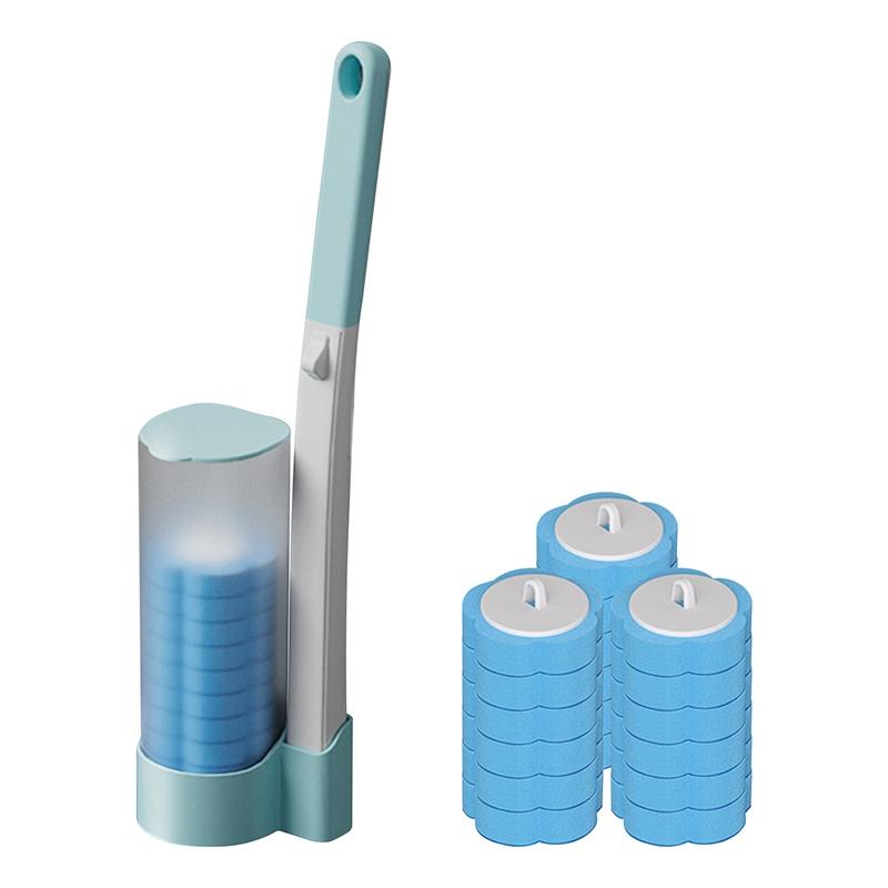 Disposable Toilet Brush Cleaner With Long Handle Bathroom Cleaning Sponge Brush With Replaceable Brush Head Toilet Accessories
