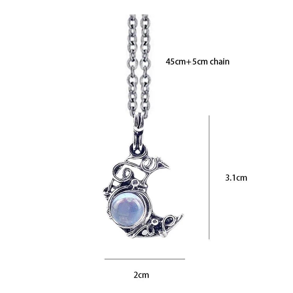 Antique Teardrop Artificial Moonstone Pendant Gems Cabochon Leaf Rattan Vintage Boho WaterDrop Necklace for Women Lady Girls