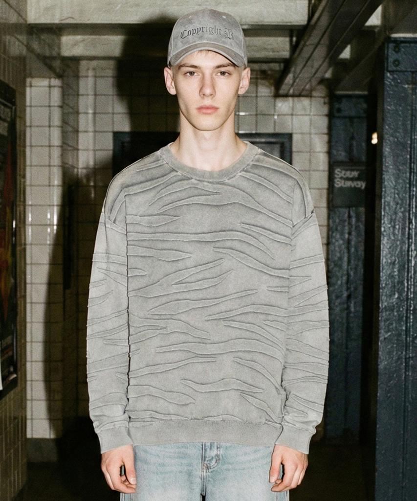 Deobiakaibeu Men'S Tiger Pattern Round Knit Light Gray