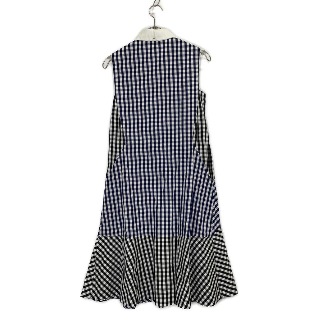 Sportmax Authentic Japanese Gingham Check Sleeveless Flared Shirt Dress 38 Blue X Black X whiteUsed