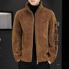 Single-layer Lambskin Autumn and Winter Jacket, Lapel Short Leather Jacket, Men's Lambskin Coat with Fat and Size