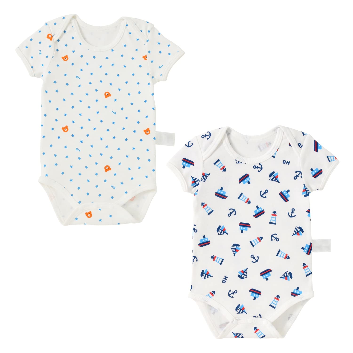 

MIKI HOUSE HOT BISCUITS Short Sleeve Body Shirt Set (Pullover Style) 2-Piece (90cm, Blue) 74-9930-574 синий