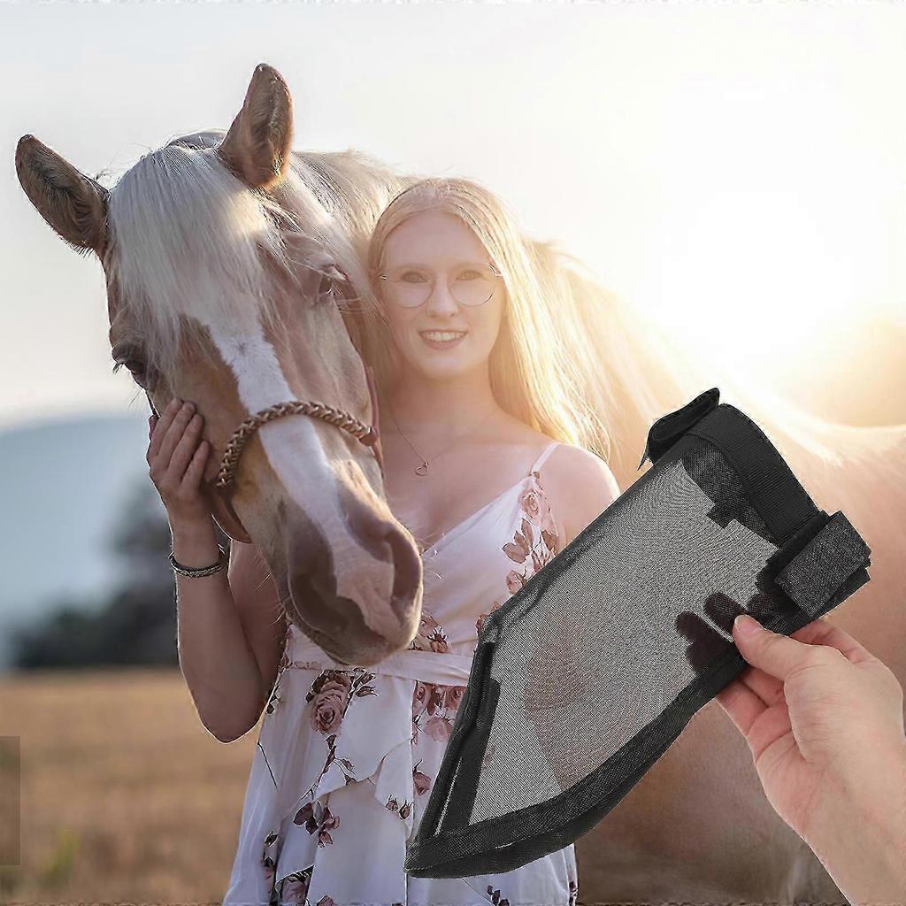 Comfortable Horse Nose Cover for Fly Protection Black Mesh Net