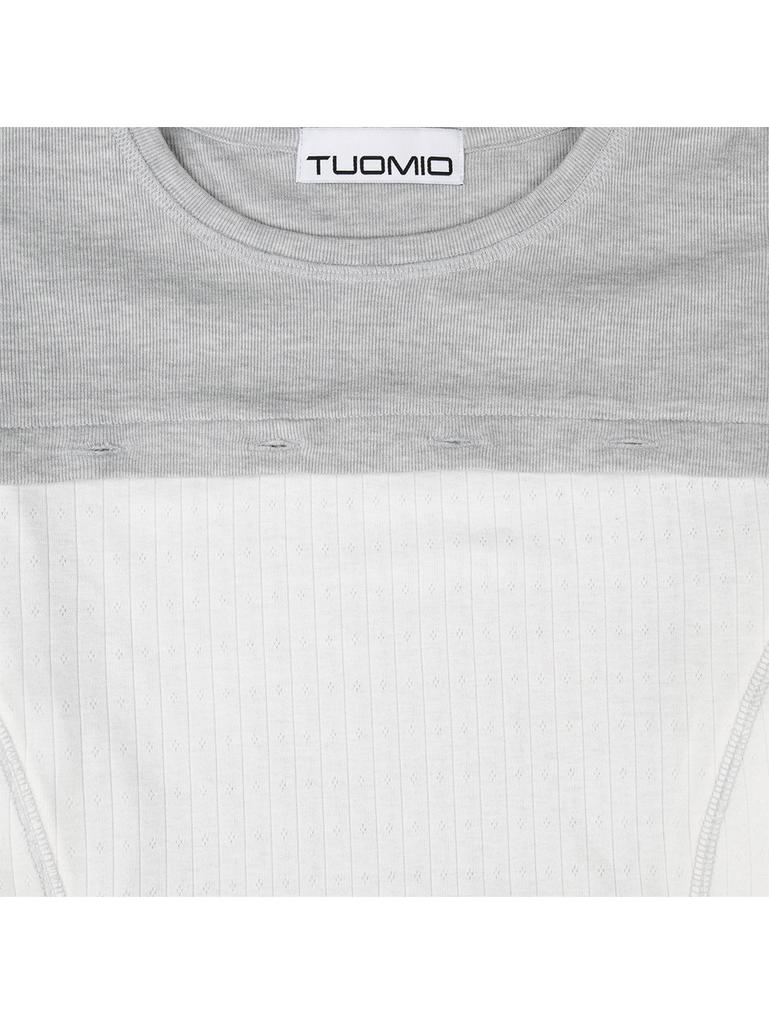 TUOMIO Texture Mixed Long Sleeves [Light Gray]