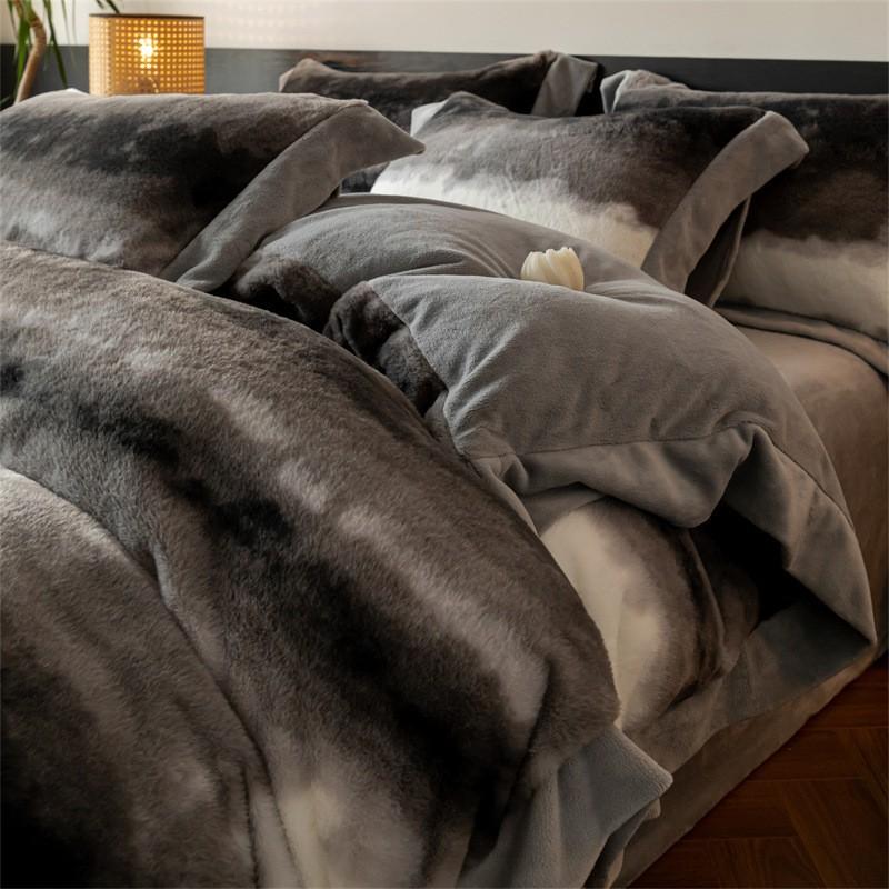 A Winter Warm Plush Bedding Set Queen King Size Soft Fleece Bed Sheets