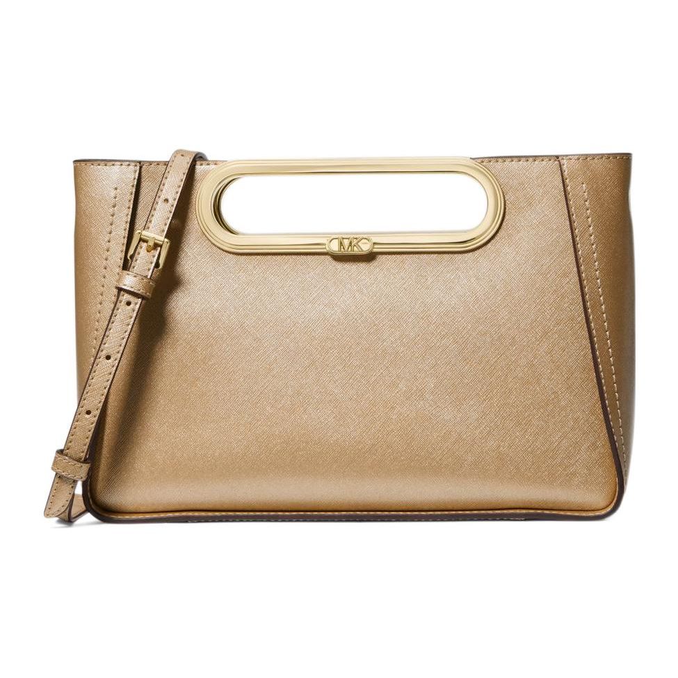 

Michael Kors MK Chelsea Removable Shoulder Strap Solid Color Metallic Crossgrain Leather Large Shoulder Crossbody Handbag 30S3GCSC3M-PALE Basic Set (Bag+Dust Bag)